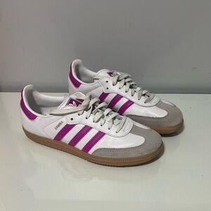 Adidas Samba White and Purple Sneakers